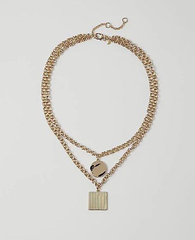 Ann Taylor Layered Pendant Necklace Goldtone Women's