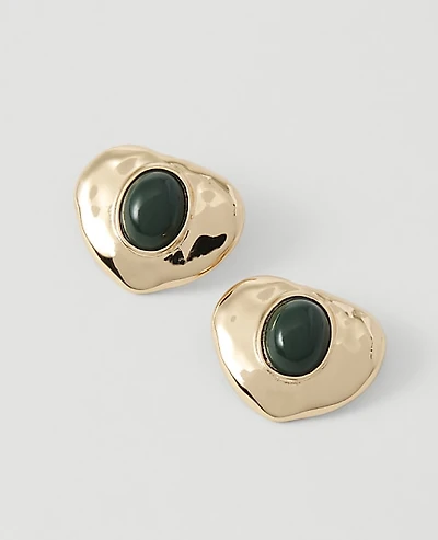Ann Taylor Textured Heart Stone Stud Earrings Goldtone Women's