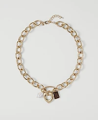 Ann Taylor Heart Charm Necklace Goldtone Women's