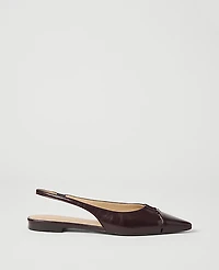Ann Taylor Leather Hardware Cutout Slingback Flat Rich Wine Women's