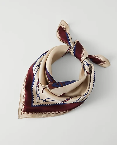 Ann Taylor Horsebit Print Silk Scarf Sand Shell Women's