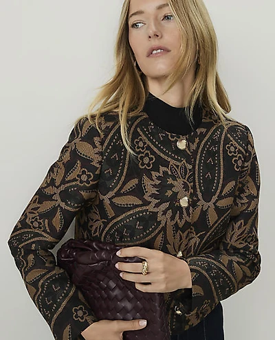 Ann Taylor The Petite Paisley Patch Pocket Jacket Safari Foliage Women's