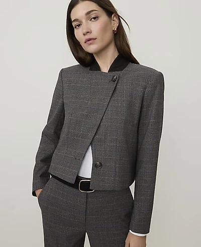 Ann Taylor The Petite Cropped Blazer Plaid Dark Women's