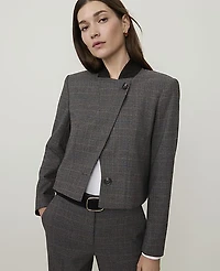 Ann Taylor The Petite Cropped Blazer Plaid Dark Women's