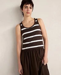 Ann Taylor Haven Well Within Organic Cotton Stripe Midi Dress Fresh Coffee Women's