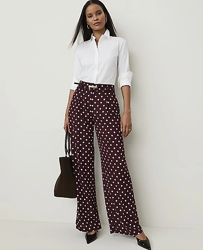Ann Taylor The Polka Dot Pleated Wide-Leg Pant Purest Plum Women's