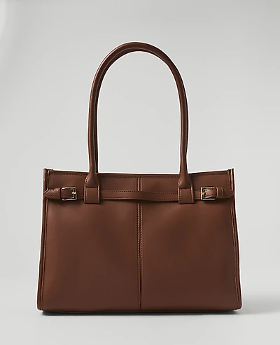 Ann Taylor Belted Tote Midnight Mahogany Women's