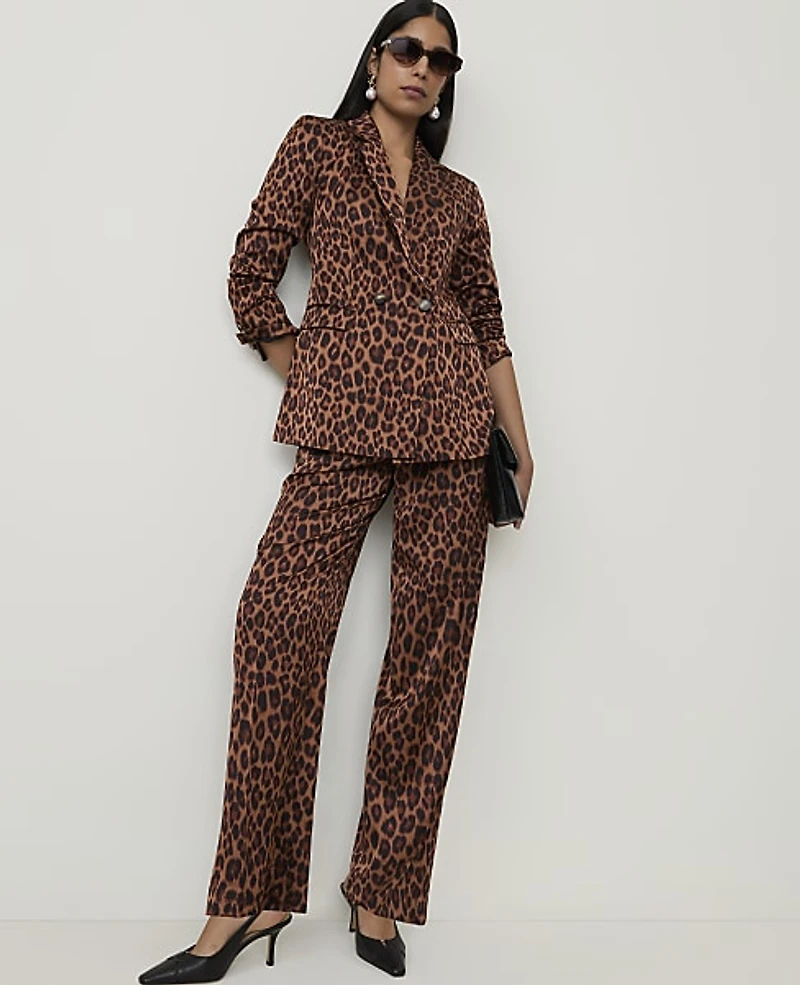 Ann Taylor The Pleated Animal Print Pant Brown Women's