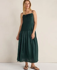 Ann Taylor Haven Well Within Ramie Blend Pleated Maxi Dress Deep Turquoise Women's