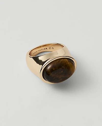 Ann Taylor Oval Topaz Ring Size 7 Goldtone Women's
