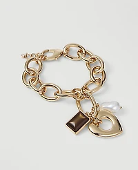 Ann Taylor Heart Charm Bracelet Goldtone Women's