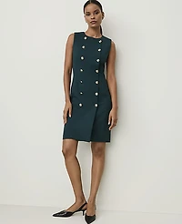 Ann Taylor Petite Crew Neck Button Shift Dress Ponderosa Pine Women's