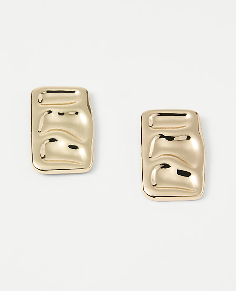 Ann Taylor Textured Rectangle Stud Earrings Goldtone Women's