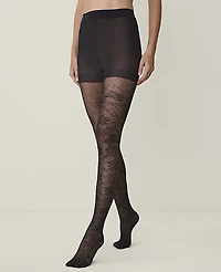 Ann Taylor Lace High Waist Control Top Tights Size Medium Black Women's