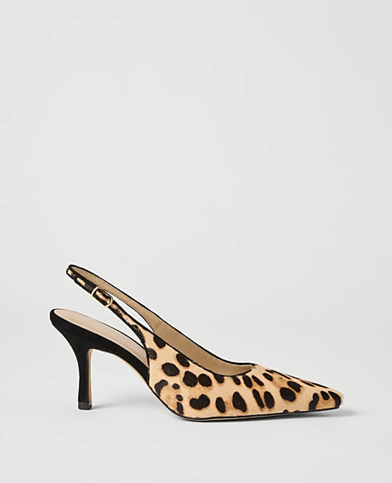 Ann Taylor Haircalf Slingback Pump Brown Multi Women's