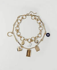Ann Taylor Layered Charm Necklace Goldtone Women's