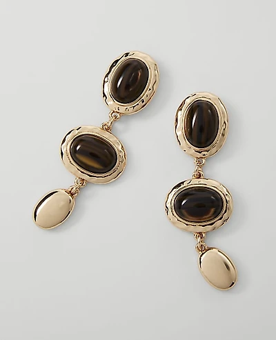Ann Taylor Triple Topaz Drop Earrings Rich Merlot Women's
