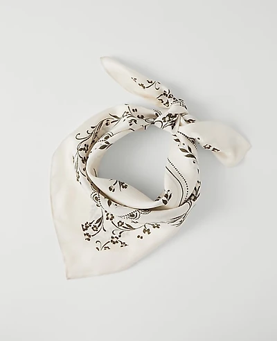 Ann Taylor Floral Silk Scarf Sea Pearl Women's