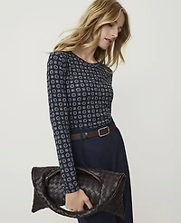 Ann Taylor Printed Crew Neck Top Night Sky Women's