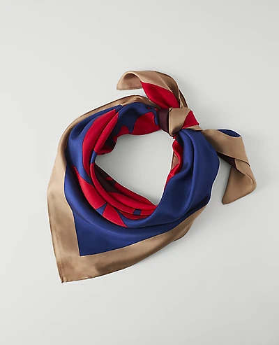 Ann Taylor Floral Silk Scarf Bright Winter Blue Women's