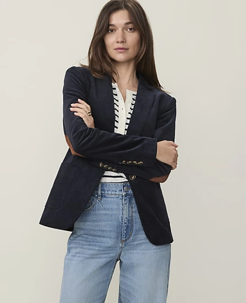 Ann Taylor Petite Weekend Hutton Blazer Houndstooth Night Sky Women's
