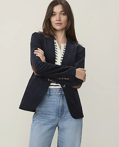 Ann Taylor Petite Weekend Hutton Blazer Houndstooth Night Sky Women's