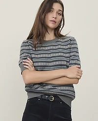 Ann Taylor Weekend Fairisle Modern Sweater T-Shirt Night Sky Women's