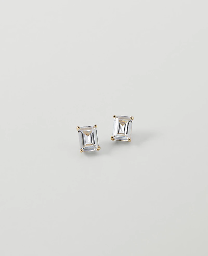 Ann Taylor Emerald Stud Earrings Goldtone Women's