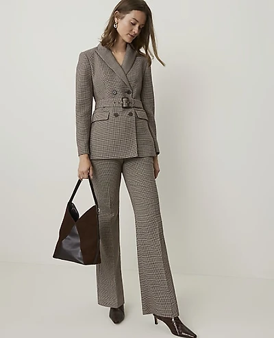 Ann Taylor The Petite Jayne Trouser Pant Houndstooth Pure Chocolate Women's