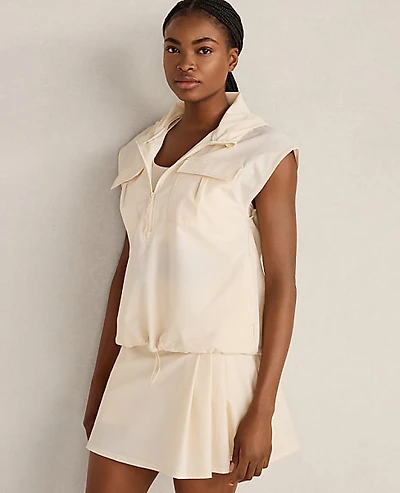 Ann Taylor Haven Well Within Woven Nylon Hooded Vest Sandstone Women's
