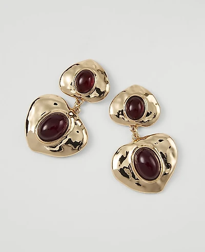 Ann Taylor Double Heart Drop Earrings Goldtone Women's