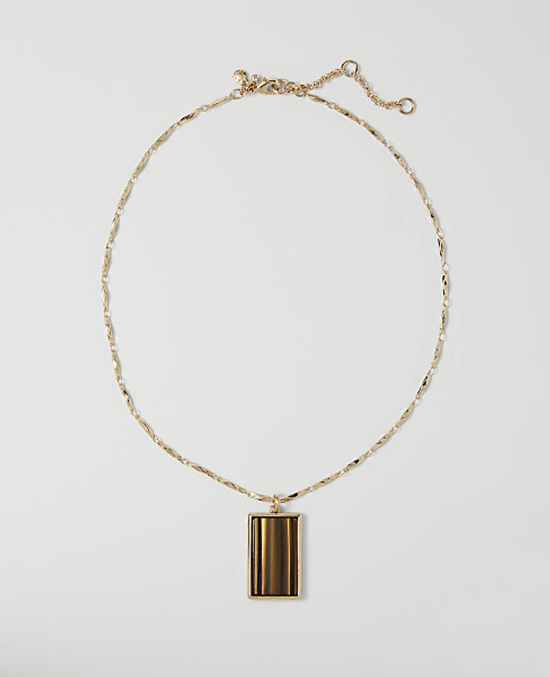 Ann Taylor Topaz Pendant Necklace Goldtone Women's