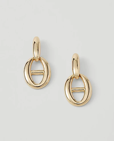 Ann Taylor Double Oval Drop Earrings Goldtone Women's