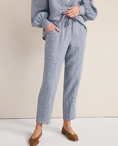 Ann Taylor Haven Well Within Linen Straight Leg Pants Size XS Navy Women's