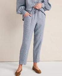 Ann Taylor Haven Well Within Linen Straight Leg Pants Size XS Navy Women's