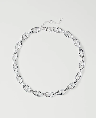 Ann Taylor Chain Link Necklace Silvertone Women's