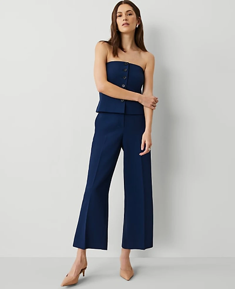 Ann Taylor The Wide-Leg Cropped Pant in Fluid Crepe Size 6 Pure Sapphire Women's