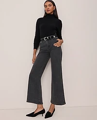 Ann Taylor The Wide-Leg Crop Jean Faded Black Wash Women's