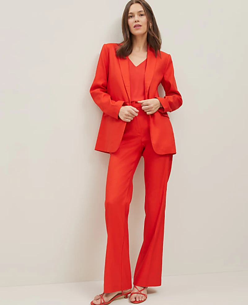 Ann Taylor The Trouser Linen Blend Fiery Red Women's