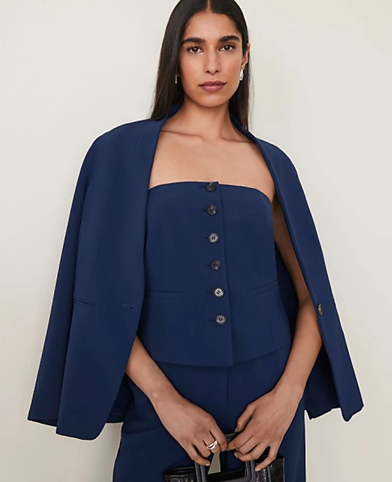 Ann Taylor The Petite Strapless Vest Fluid Crepe Pure Sapphire Women's