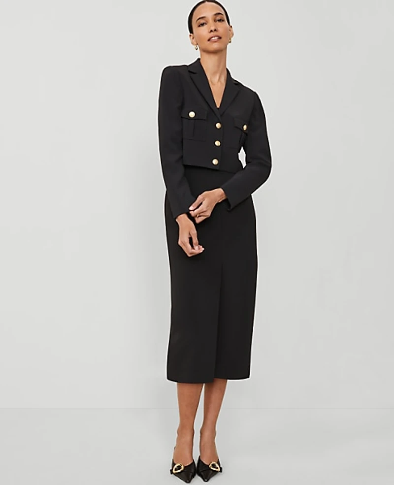 Ann Taylor The Petite Column Maxi Skirt Fluid Crepe Black Women's