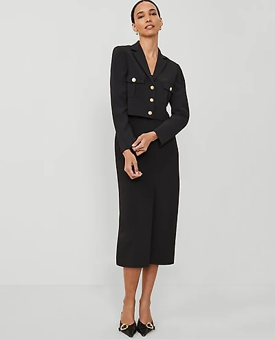 Ann Taylor The Petite Column Maxi Skirt Fluid Crepe Black Women's