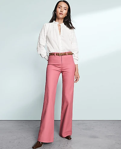 Ann Taylor Weekend Go-Everywhere Flare Pant Size 8 French Pink Clay Women's