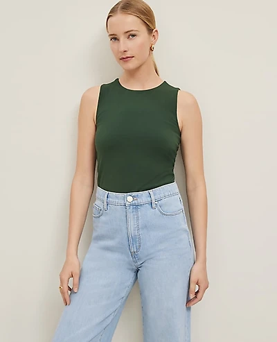 Ann Taylor Petite Crew Neck Shell Top Cypress Tree Women's