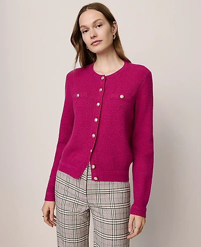 Ann Taylor Textured Cardigan Size Small Berry Splash Women's