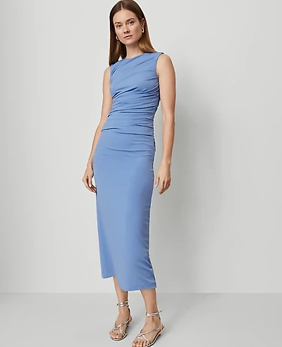 Ann Taylor Knit Ruched Sheath Dress Cool Cascades Women's