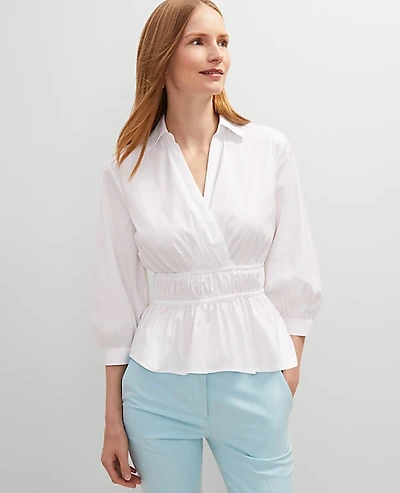 Ann Taylor Petite Collared Blouse Size Small White Women's