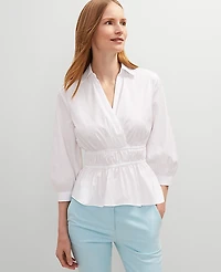 Ann Taylor Petite Collared Blouse Size Small White Women's