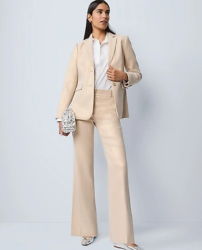 Ann Taylor The Jayne Trouser Metallic Jacquard Gold/White Women's