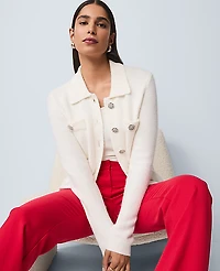 Ann Taylor Embellished Collared Cardigan Women's
